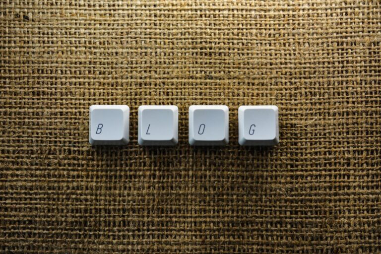 close up of individual keyboard keys making a word blog