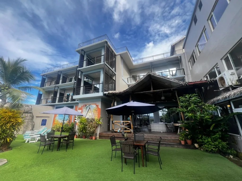 Courtyard and exterior of Palau Central Hotel in Koror